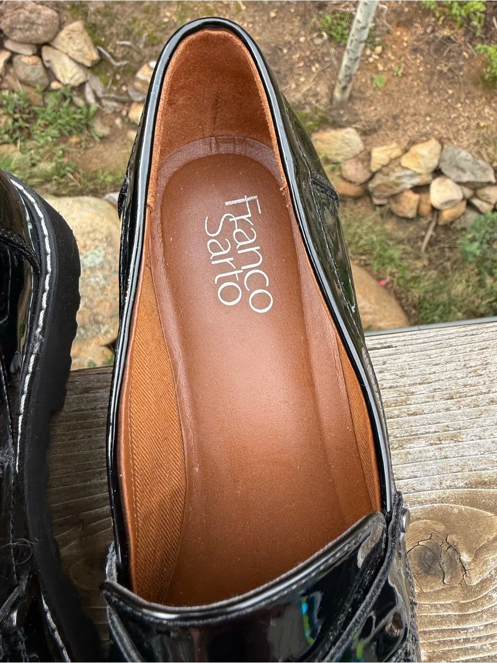 Franco Sarto Women’s size 8 Black Patent Leather Penny Loafers